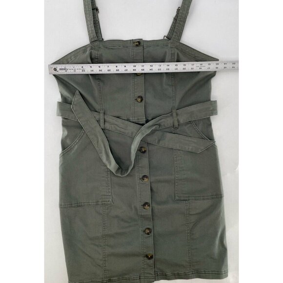 SO Juniors' Button Down Belted Constructed Dress Stretch Khaki Green Sz XXL Boho - Picture 9 of 11